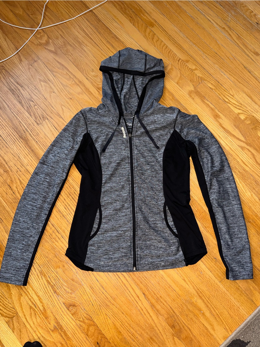 Reebok Women's Gray and Black Performance Zip Hoodie